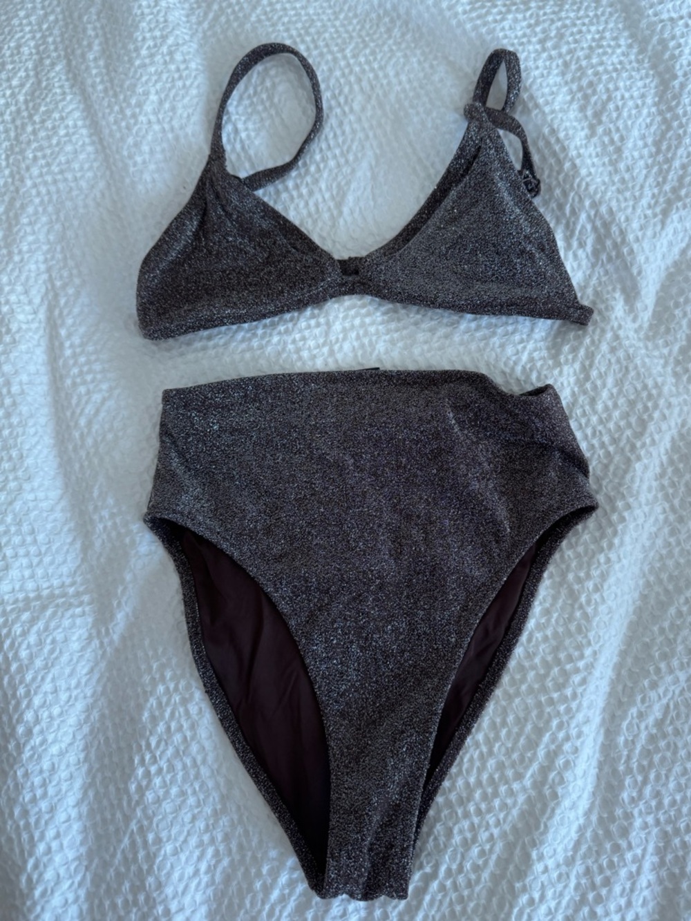 SKIMS Shimmery Black Sparkle Bikini Set